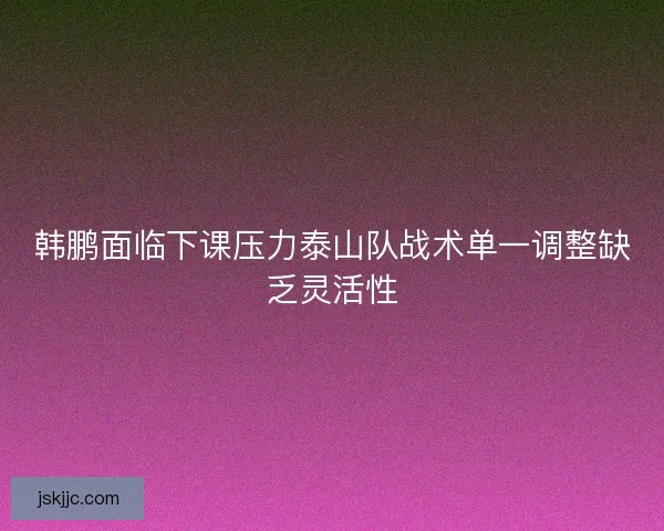 韩鹏面临下课压力泰山队战术单一调整缺乏灵活性